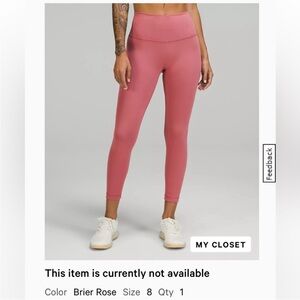 Pink lululemon High-Waisted Leggings size 8
